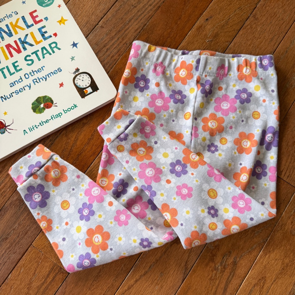 Vintage Kidgets Floral Toddler Leggings in Pink, Orange & Purple, 18m